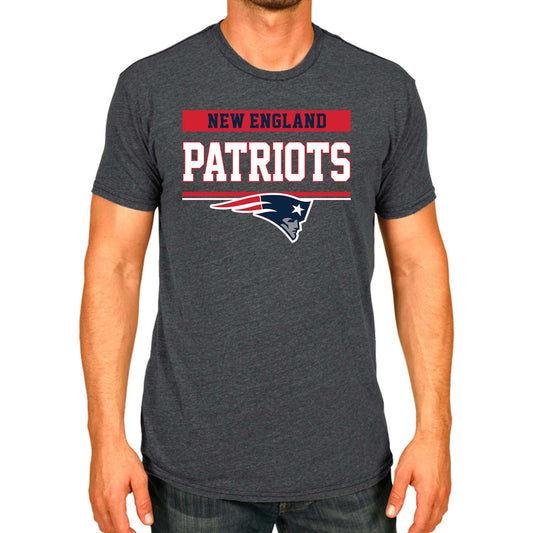 New England Patriots NFL Adult Team Block Tagless T-Shirt - Charcoal