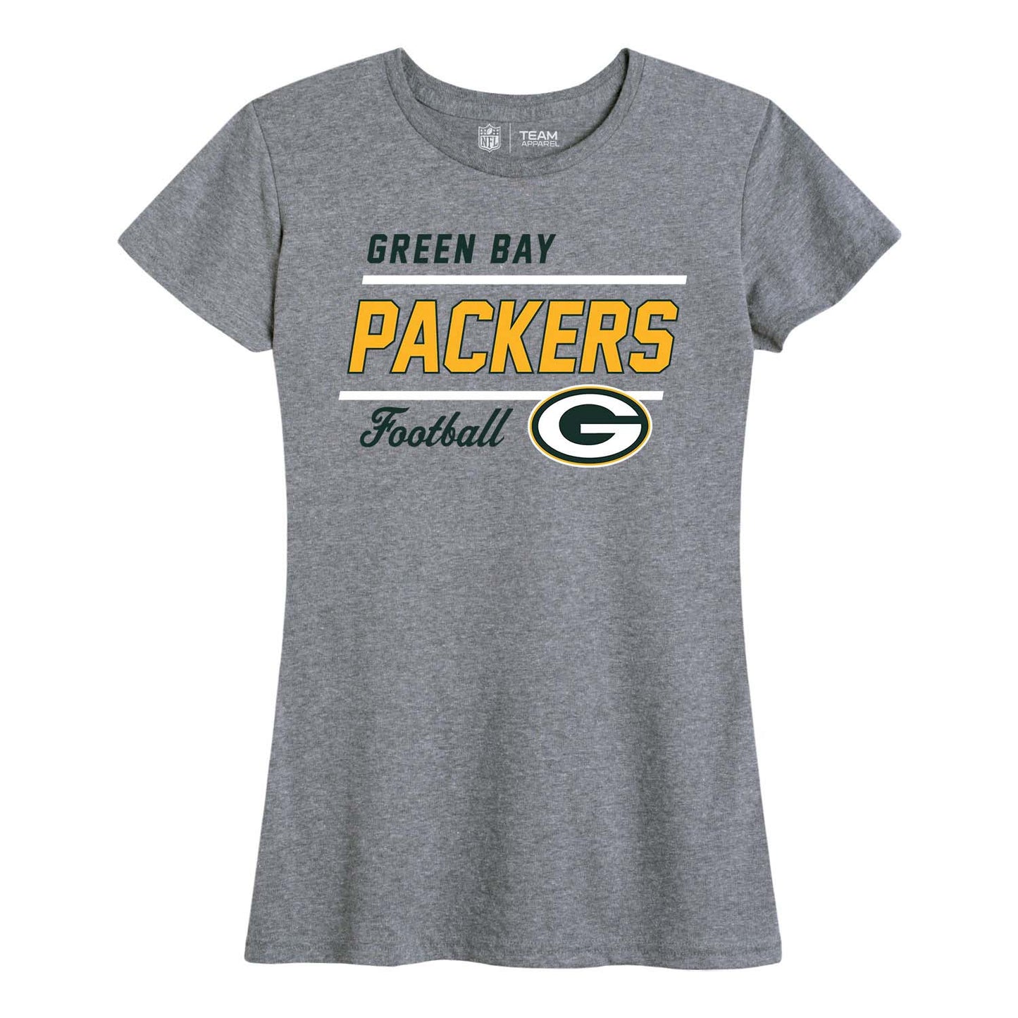 Green Bay Packers NFL Womens Plus Size Relaxed Fit T-Shirt - Gray