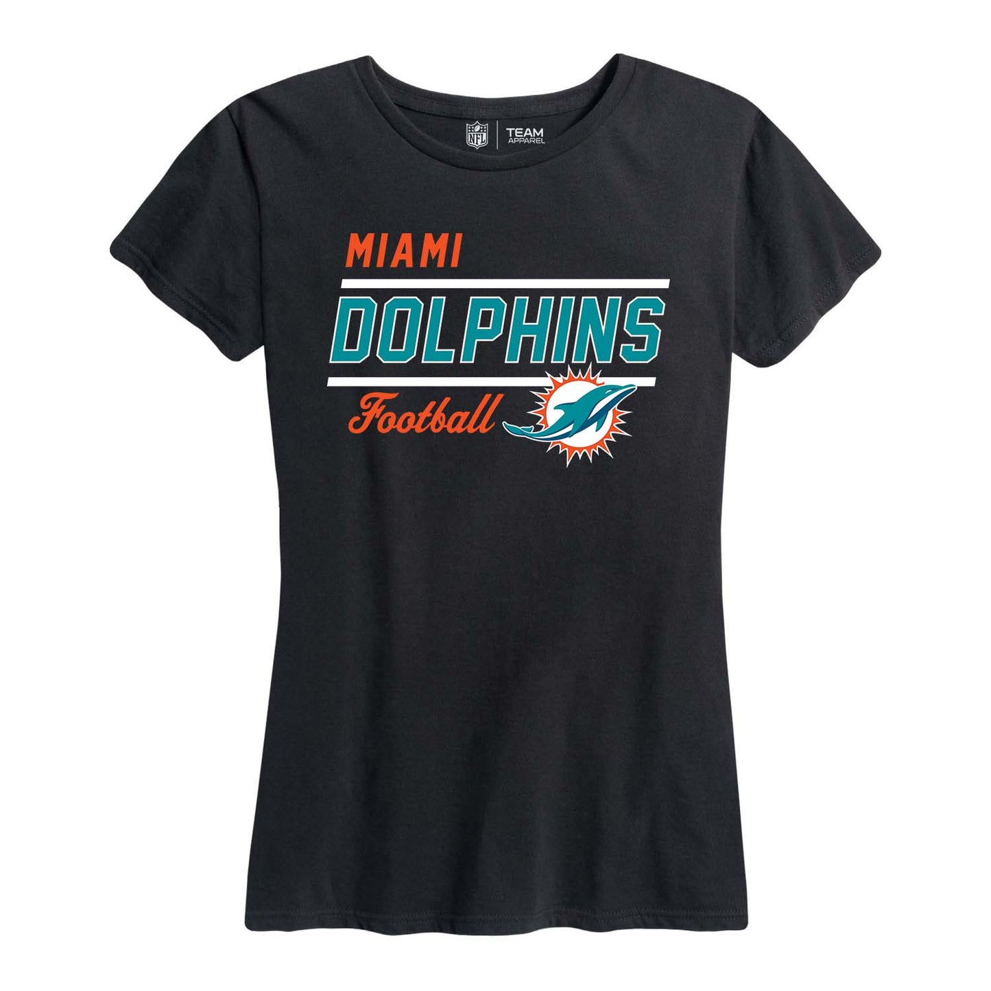 Miami Dolphins NFL Womens Plus Size Relaxed Fit T-Shirt - Black