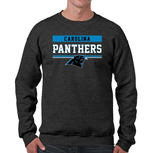 Carolina Panthers NFL Adult Long Sleeve Team Block Charcoal Crewneck Sweatshirt - Charcoal
