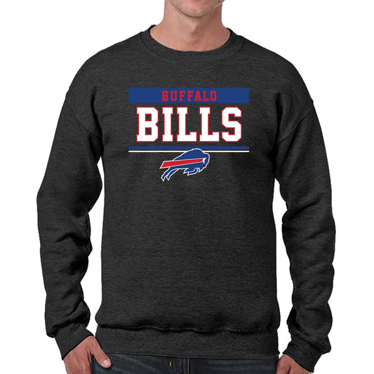 Buffalo Bills NFL Adult Long Sleeve Team Block Charcoal Crewneck Sweatshirt - Charcoal