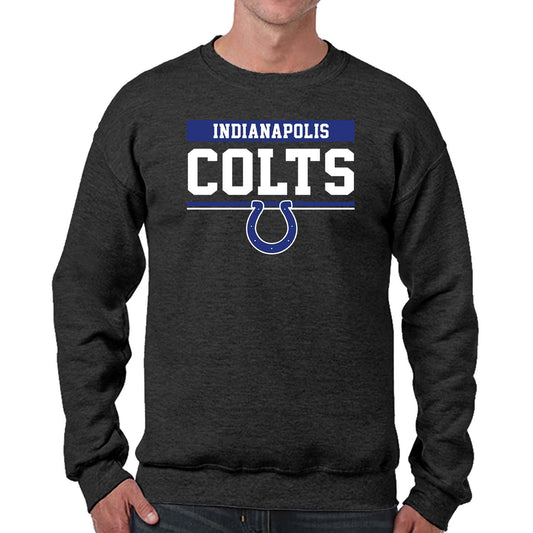 Indianapolis Colts NFL Adult Long Sleeve Team Block Charcoal Crewneck Sweatshirt - Charcoal