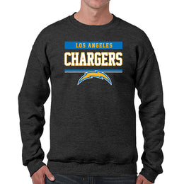 Los Angeles Chargers NFL Adult Long Sleeve Team Block Charcoal Crewneck Sweatshirt - Charcoal