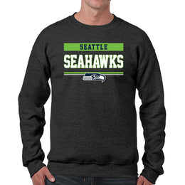 Seattle Seahawks NFL Adult Long Sleeve Team Block Charcoal Crewneck Sweatshirt - Charcoal