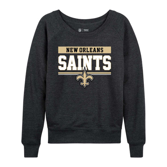 New Orleans Saints NFL Womens Charcoal Crew Neck Football Apparel - Charcoal
