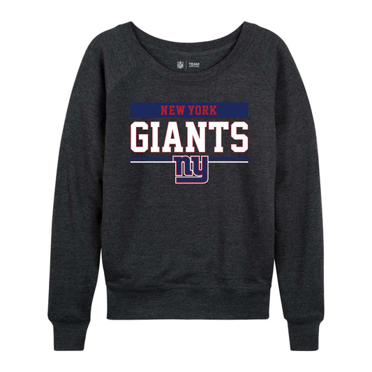 New York Giants NFL Womens Charcoal Crew Neck Football Apparel - Charcoal