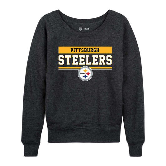 Pittsburgh Steelers NFL Womens Charcoal Crew Neck Football Apparel - Charcoal