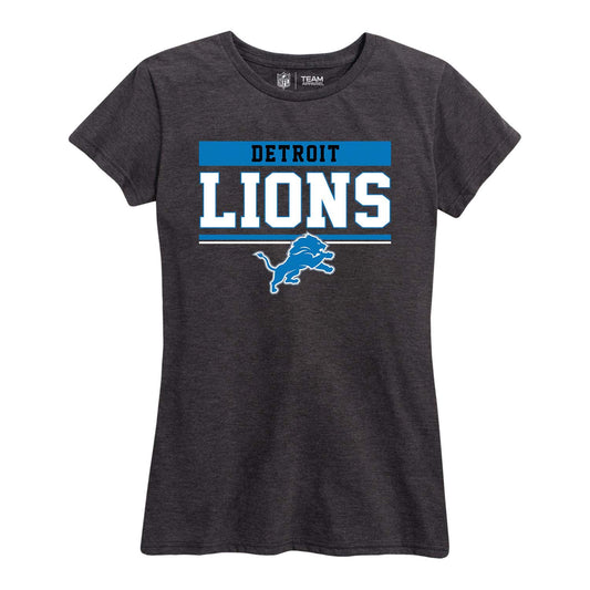 Detroit Lions NFL Women's Team Block Charcoal Tagless T-Shirt - Charcoal