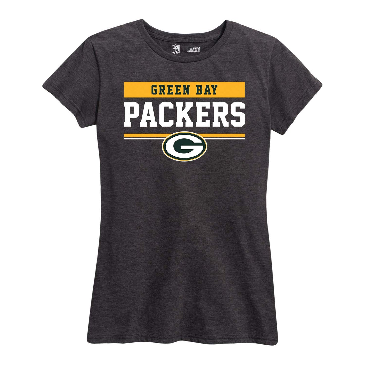 Green Bay Packers NFL Women's Team Block Charcoal Tagless T-Shirt - Charcoal