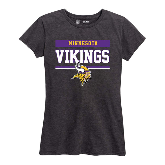 Minnesota Vikings NFL Women's Team Block Charcoal Tagless T-Shirt - Charcoal