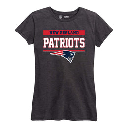 New England Patriots NFL Women's Team Block Charcoal Tagless T-Shirt - Charcoal