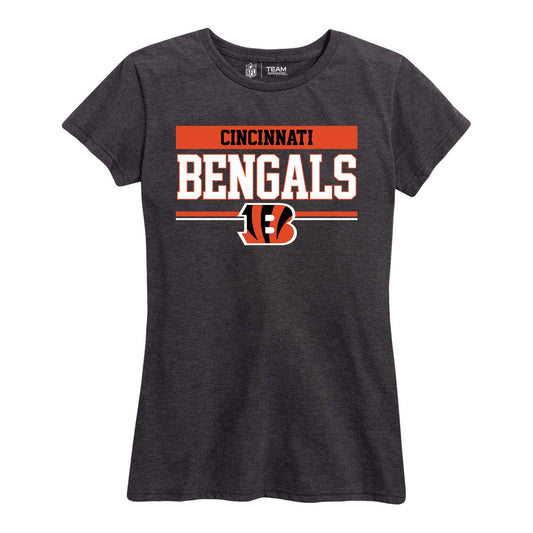 Cincinnati Bengals NFL Women's Team Block Plus Sized Relaxed Fit T-Shirt - Charcoal