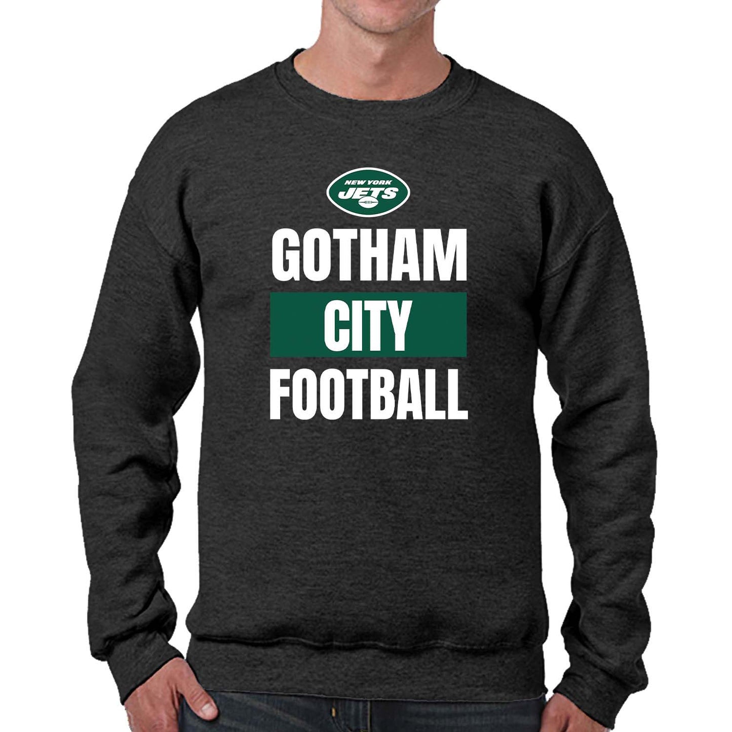 New York Jets NFL Adult Slogan Crewneck Sweatshirt - Gray