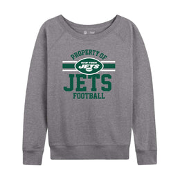 New York Jets NFL Womens Property of Lighweight Crew Neck - Sport Gray