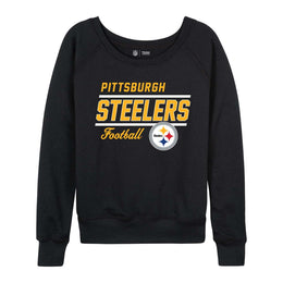 Pittsburgh Steelers NFL Womens Crew Neck Light Weight - Black