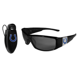 Indianapolis Colts NFL Black Chrome Sunglasses with Visor Clip Bundle - Black