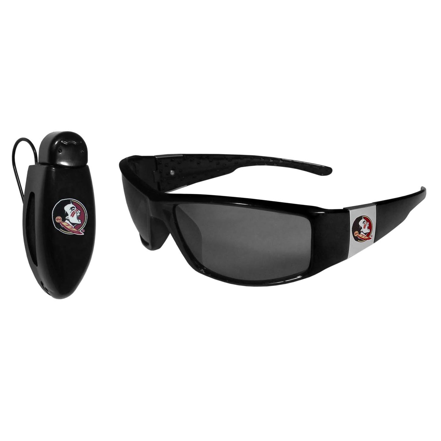 Florida State Seminoles NCAA Black Chrome Sunglasses with Visor Clip Bundle - Black