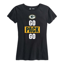 Green Bay Packers NFL Womens Team Slogan Short Sleeve Tshirt - Black
