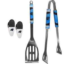 Carolina Panthers NFL Two Piece Grilling Tools Set with 2 Magnet Chip Clips - Chrome