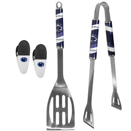 Penn State Nittany Lions Collegiate University Two Piece Grilling Tools Set with 2 Magnet Chip Clips - Chrome