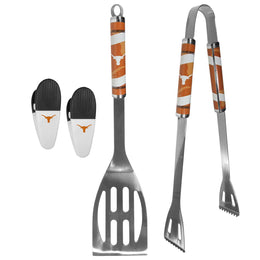 Texas Longhorns Collegiate University Two Piece Grilling Tools Set with 2 Magnet Chip Clips - Chrome