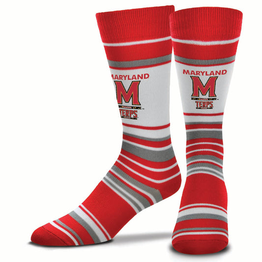 Maryland Terrapins Collegiate University Striped Dress Socks - Red