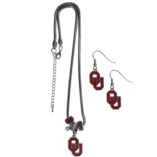 Oklahoma Sooners Collegiate Game Day Necklace and Earrings - Silver