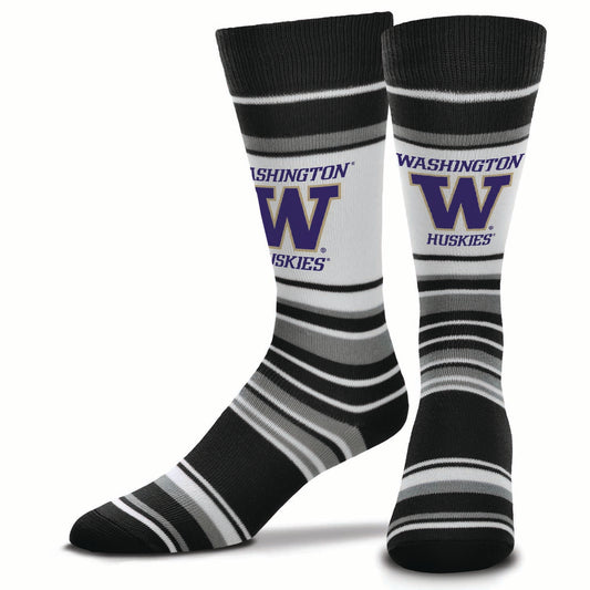 Washington Huskies Collegiate University Striped Dress Socks - Black