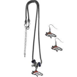 Denver Broncos NFL Game Day Necklace and Earrings - Silver