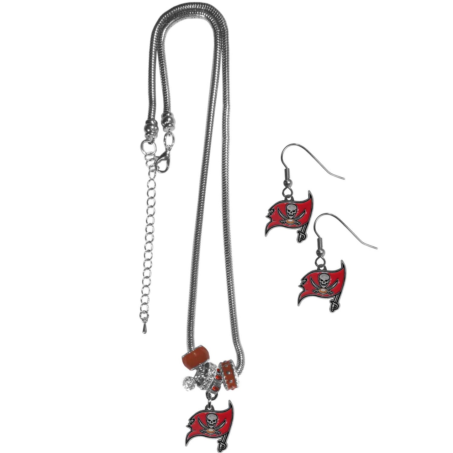 Tampa Bay Buccaneers NFL Game Day Necklace and Earrings - Silver