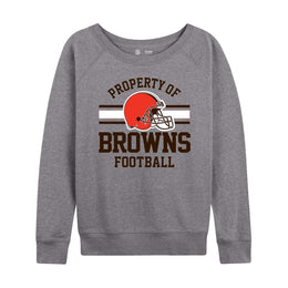 Cleveland Browns NFL Womens Property of Lighweight Crew Neck - Sport Gray