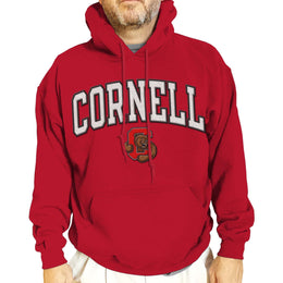 Cornell Big Red NCAA Adult Tackle Twill Hooded Sweatshirt - Red