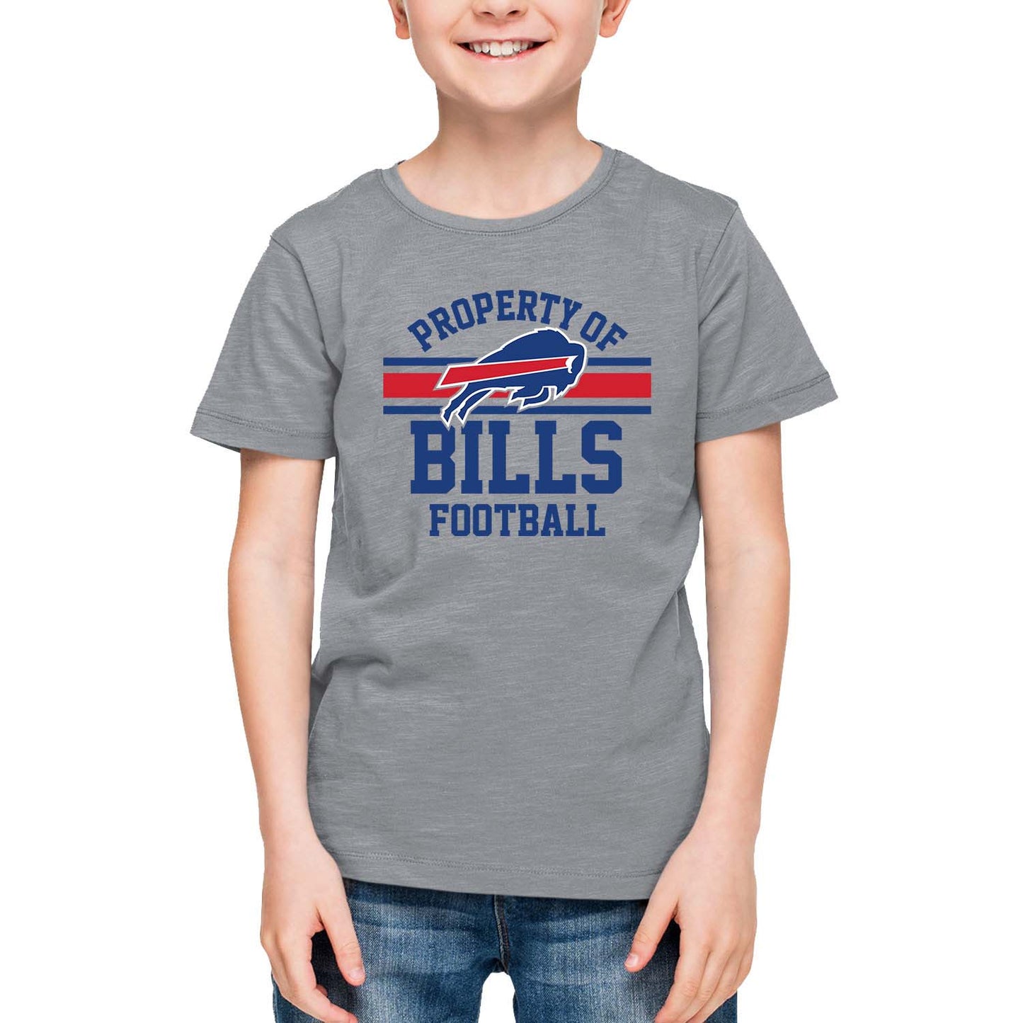 Buffalo Bills NFL Youth Property Of Short Sleeve Lightweight T Shirt - Sport Gray
