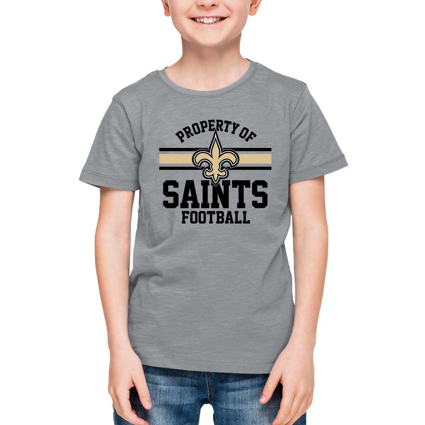 New Orleans Saints NFL Youth Property Of Short Sleeve Lightweight T Shirt - Sport Gray