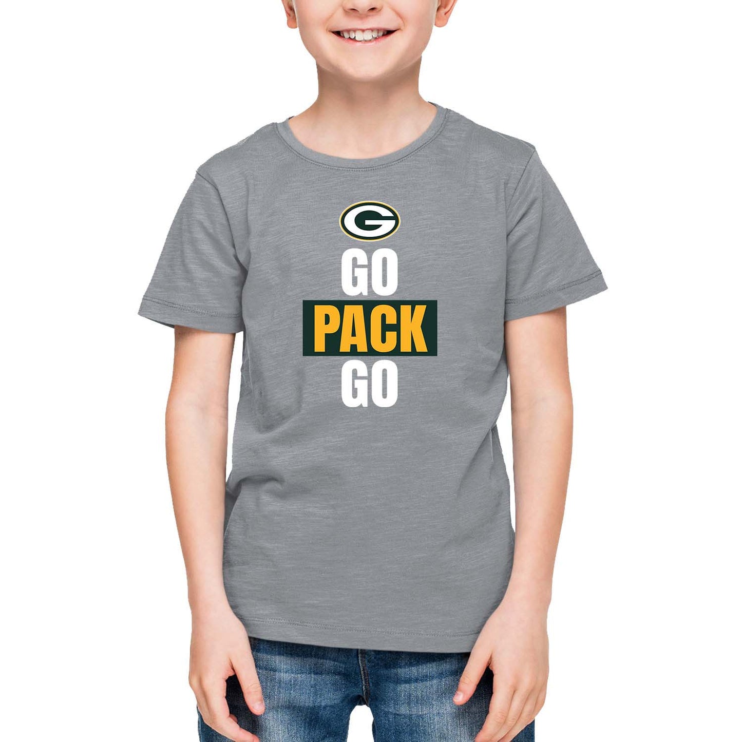 Green Bay Packers NFL Youth Team Slogan Short Sleeve Lightweight T Shirt - Gray