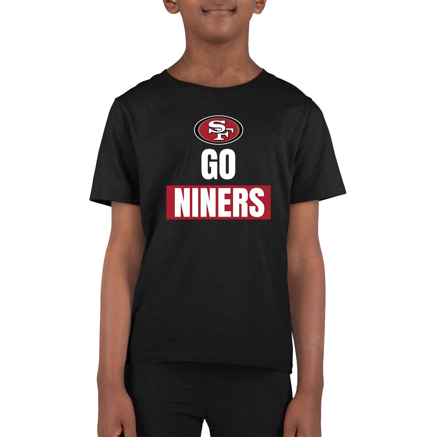 San Francisco 49ers NFL Youth Team Slogan Short Sleeve Lightweight T Shirt - Black