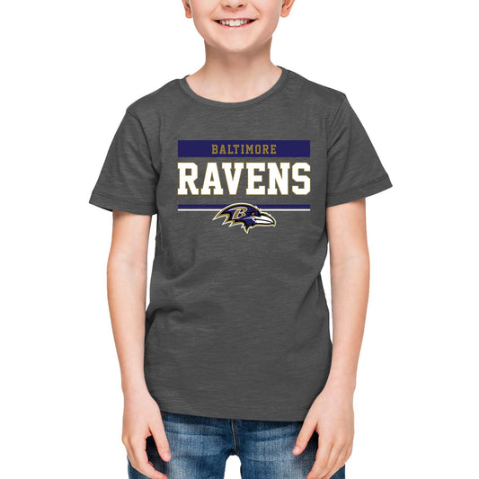 Baltimore Ravens NFL Youth Short Sleeve Charcoal T Shirt - Charcoal
