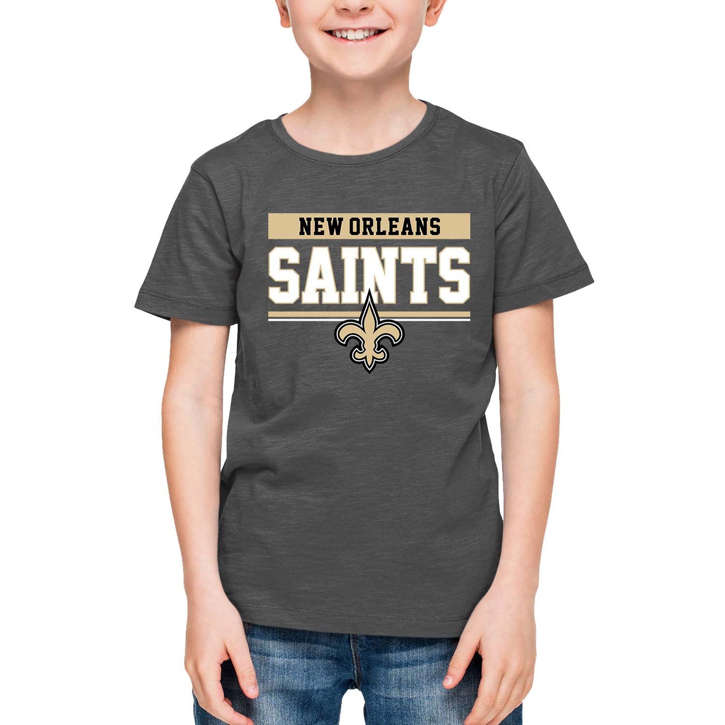 New Orleans Saints NFL Youth Short Sleeve Charcoal T Shirt - Charcoal