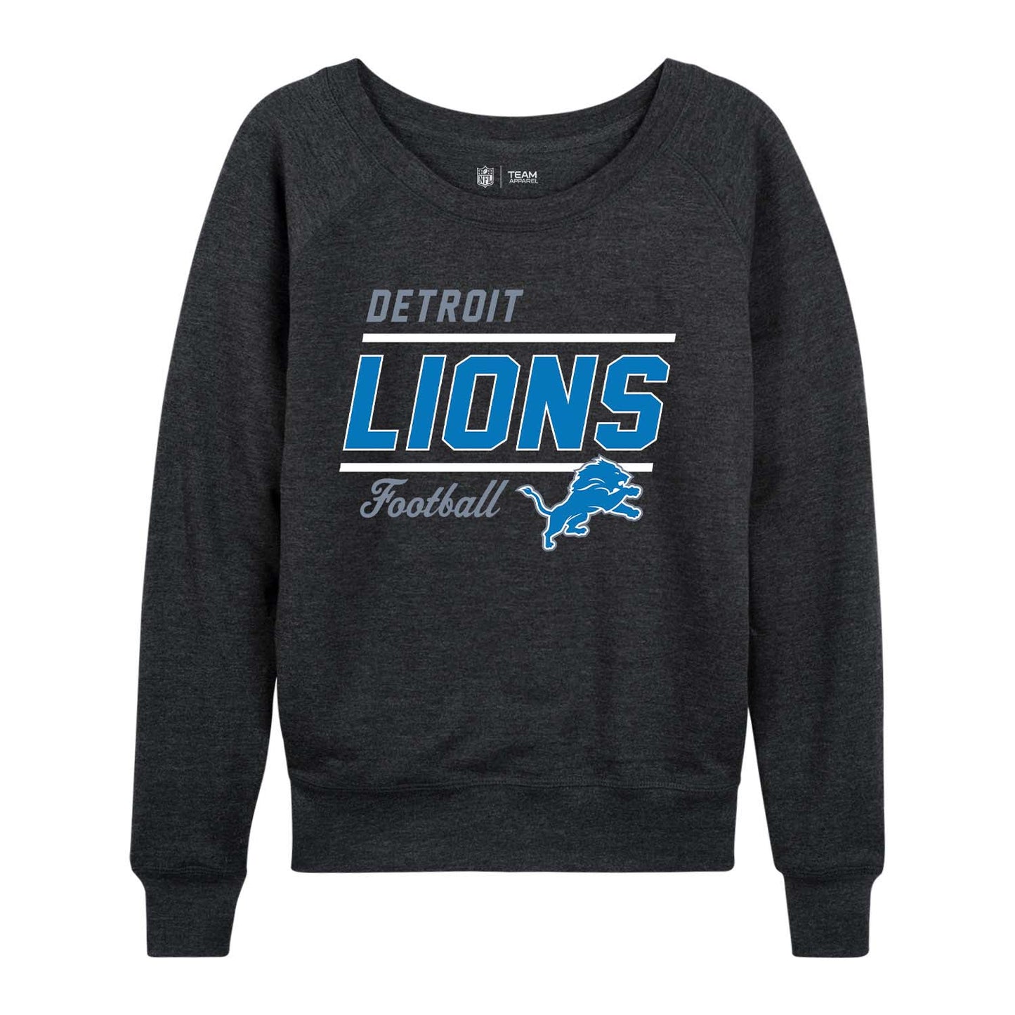 Detroit Lions NFL Womens Crew Neck Light Weight - Charcoal