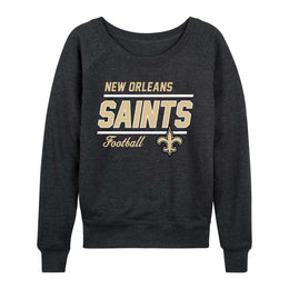 New Orleans Saints NFL Womens Crew Neck Light Weight - Charcoal