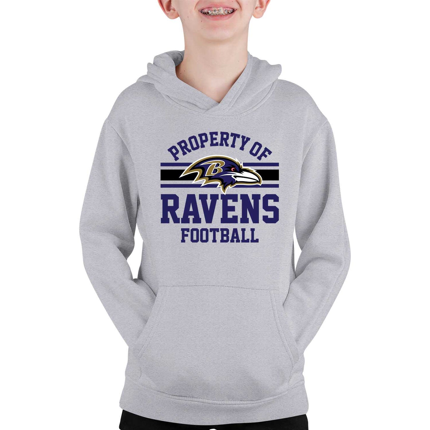 Baltimore Ravens NFL Youth Property Of Hooded Sweatshirt - Sport Gray
