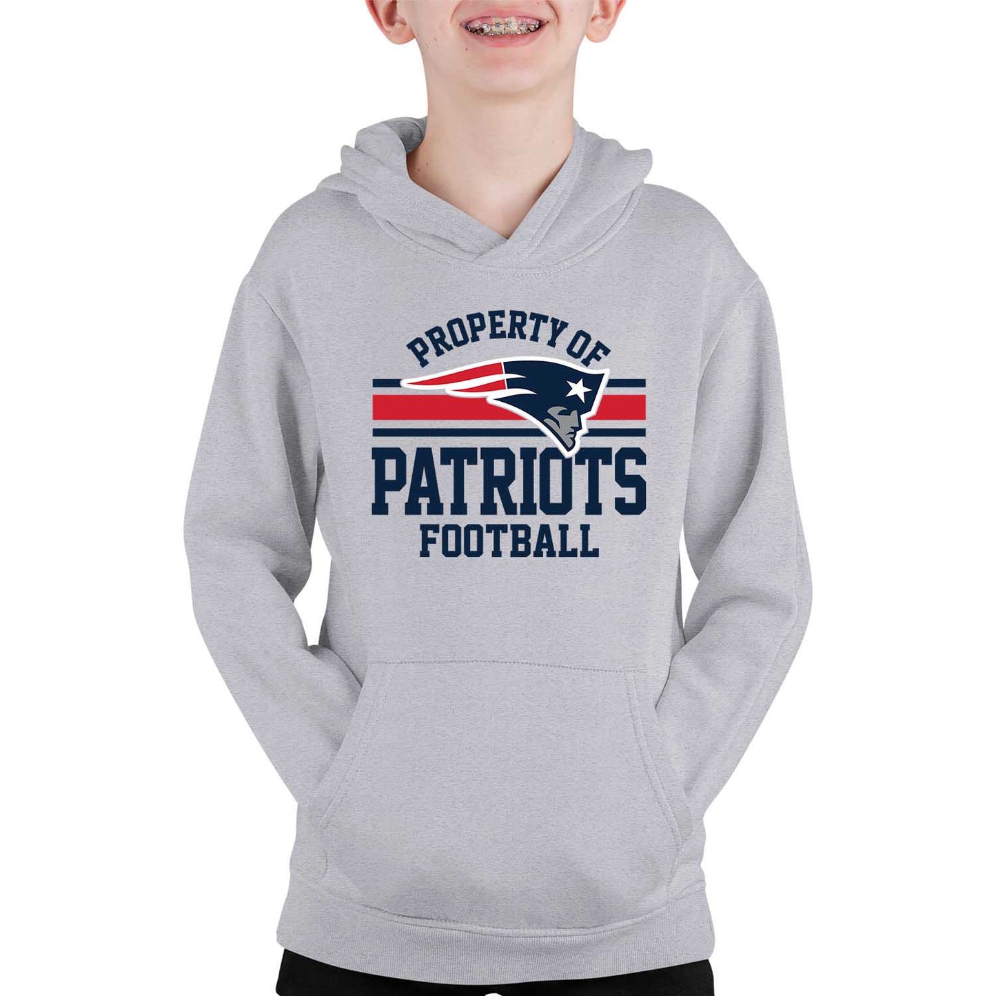 New England Patriots NFL Youth Property Of Hooded Sweatshirt - Sport Gray