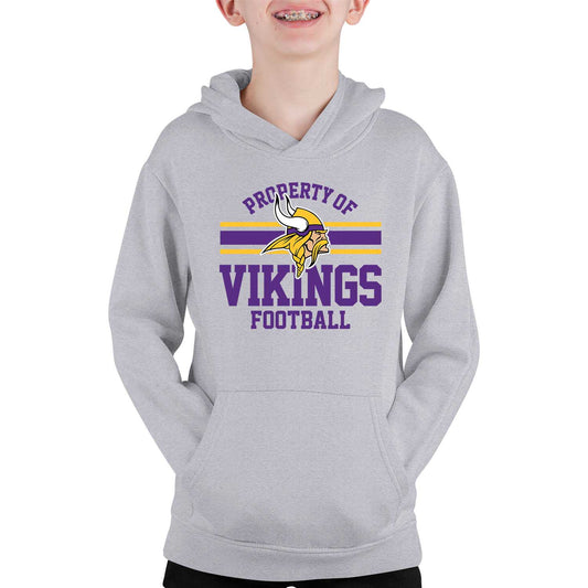 Minnesota Vikings NFL Youth Property Of Hooded Sweatshirt - Sport Gray