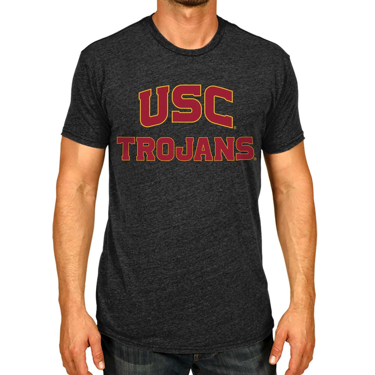 USC Trojans Campus Colors NCAA Adult Cotton Blend Charcoal Tagless T-Shirt - Charcoal