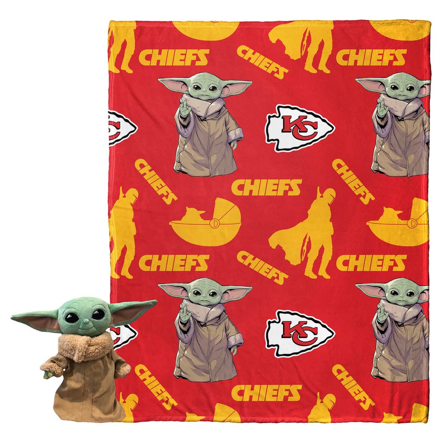 Kansas City Chiefs  NFL x Star Wars Pillow & Blanket Set 40" x 50" featuring The Child - Red