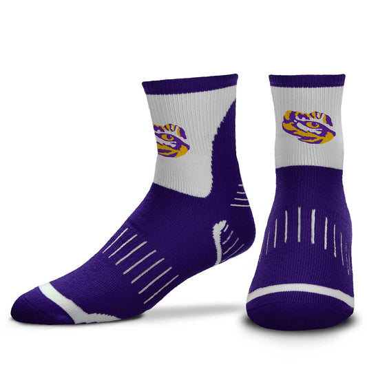 LSU Tigers Adult NCAA Surge Quarter Length Crew Socks - Purple