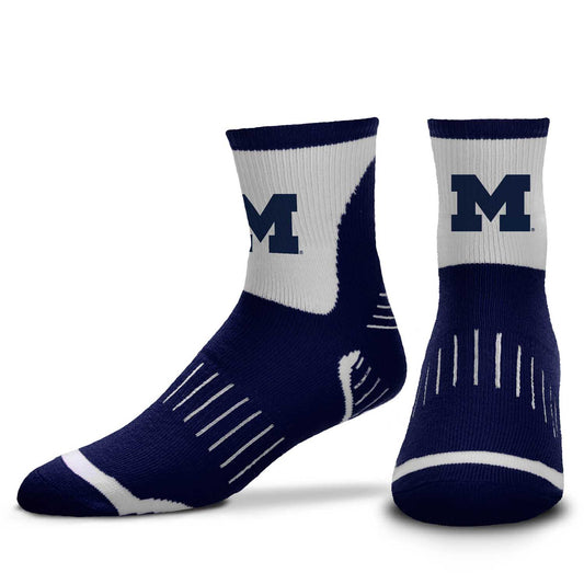 Michigan Wolverines Adult NCAA Surge Quarter Length Crew Socks - Navy