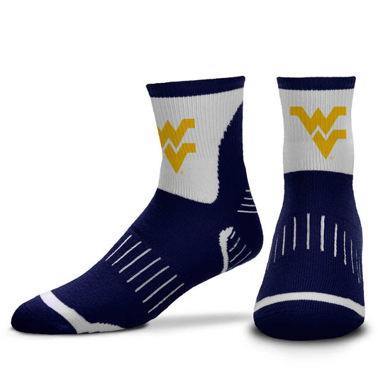 West Virginia Mountaineers Adult NCAA Surge Quarter Length Crew Socks - Navy