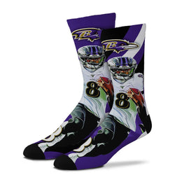 Baltimore Ravens NFL Adult V Curve MVP Player Crew Socks - Purple