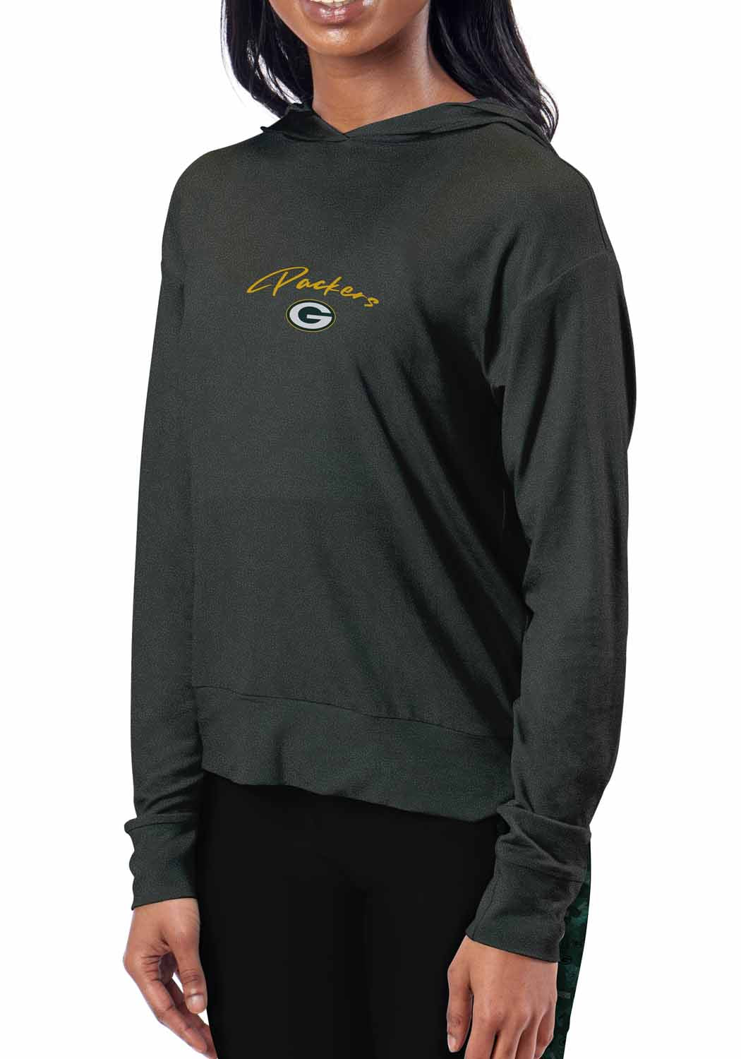 Green Bay Packers NFL Women's Session Pullover Hoodie - Black